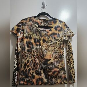 Passion-I Leopard Tiger Sequin Long Sleeve Top